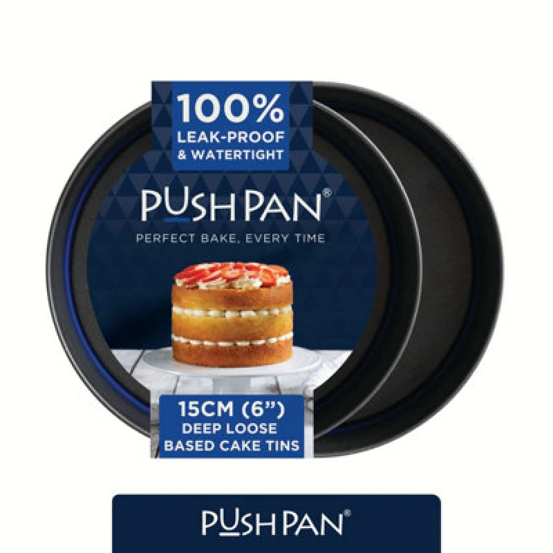 Image of Wham Pushpan Set Of 2 X 6" Deep Cake Tins Grey/pewter
