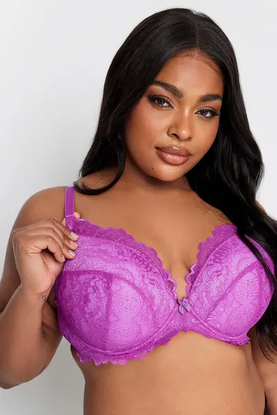 Image of Yours Lace Padded Bra Purple