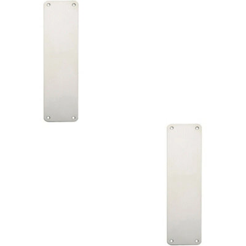 Image of Loops 2x Plain Door Finger Plate 300 x 75mm Bright Stainless Steel Push Plate Metallics