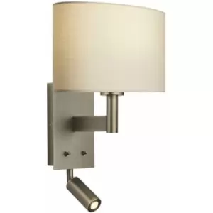 Image of Loops - Wall Light Antique Bronze Plate & Taupe Fabric 60W E27 gls & 2W LED e10600