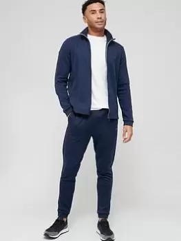 Image of BOSS Skaz Curved Logo Zip Through Tracksuit Jacket - Navy, Size S, Men