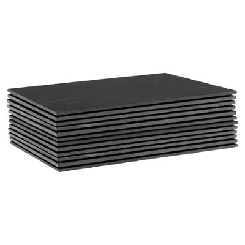 Image of Argon Tableware Linea Rectangle Slate Placemats - 35cm x 25cm - 12x Large Natural Black Stone Dining Table Dinner Serving Board Place Mats Sets Black