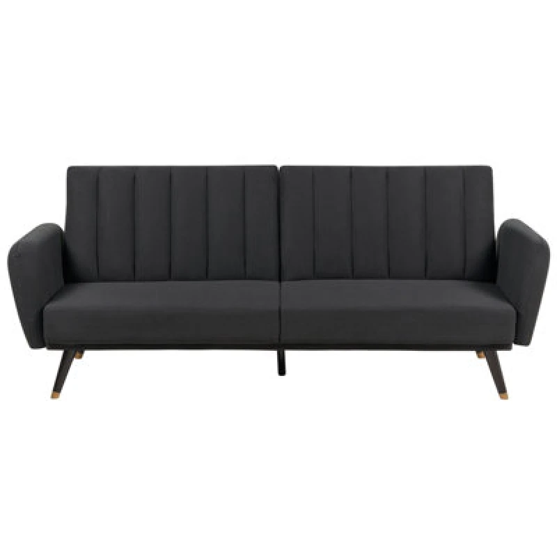 Image of Beliani Sofa Bed 3 Seater Vimmerby Fabric Black