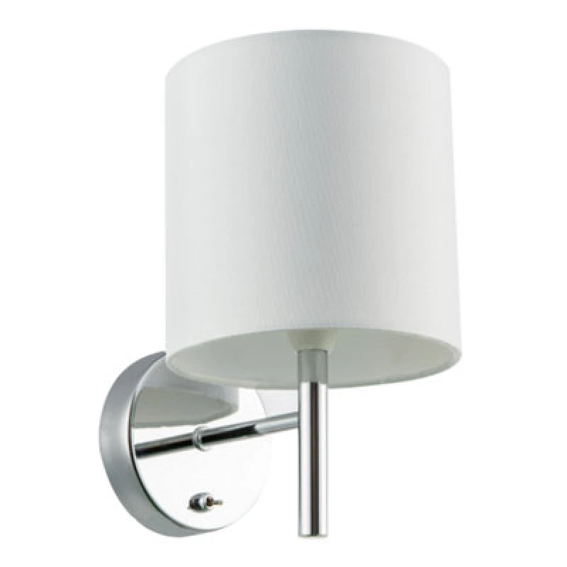 Image of Happy Homewares Contemporary Bedside Wall Lamp In Chrome With Toggle Switch And Shade