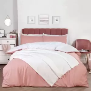 Image of Dreamscene Pom Pom Duvet Cover With Pillowcase Bedding Set Blush White Single