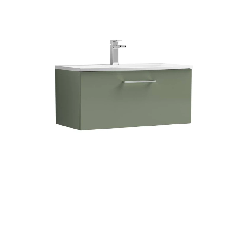 Image of Balterley Bathroom 1 Soft Close Drawer Wall Hung Vanity Unit Basin, Green, 800mm in Green Green Unisex