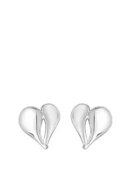 Image of Simply Silver Sterling Silver 925 Polished Heart Stud Earrings, Silver, Women