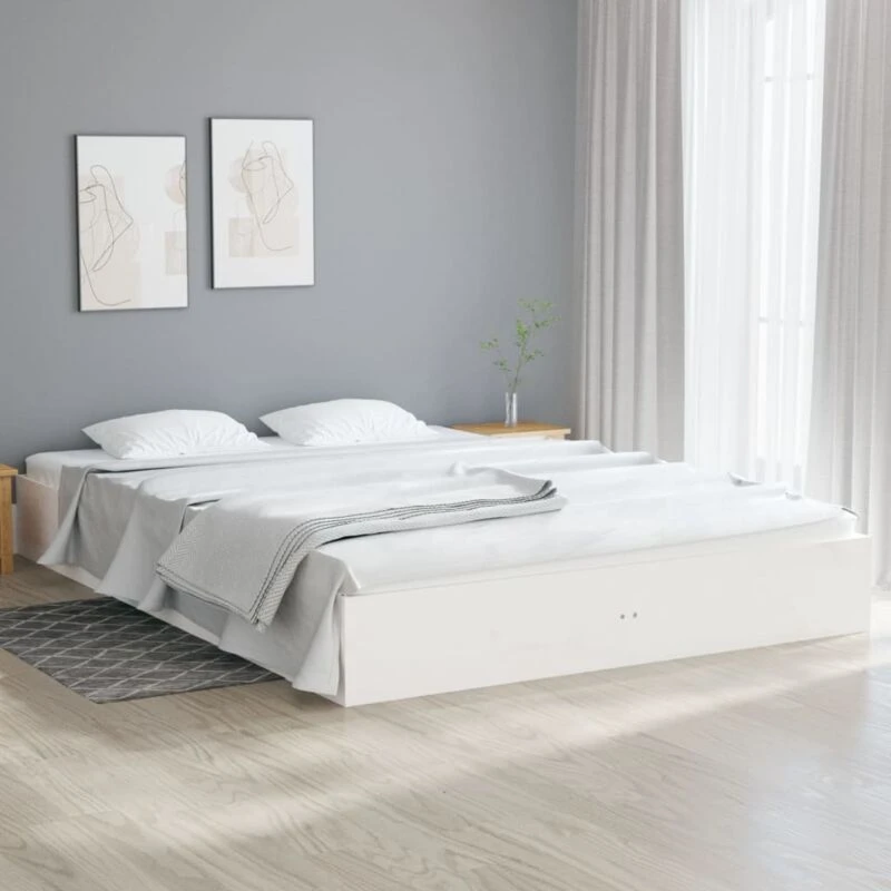 Image of VIDAXL Bed Frame without Mattress White Solid Wood 140x200cm Vidaxl 8720287067290