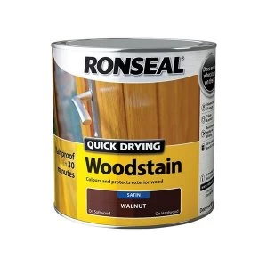 Image of Ronseal Quick Drying Woodstain Satin Ebony 2.5 litre