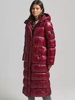 Image of Superdry Code Xpd Longline Padded Jacket - Red, Size 8, Women