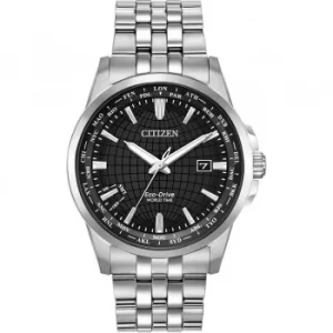 Image of Mens Citizen Eco-drive World Time Stainless Steel Watch