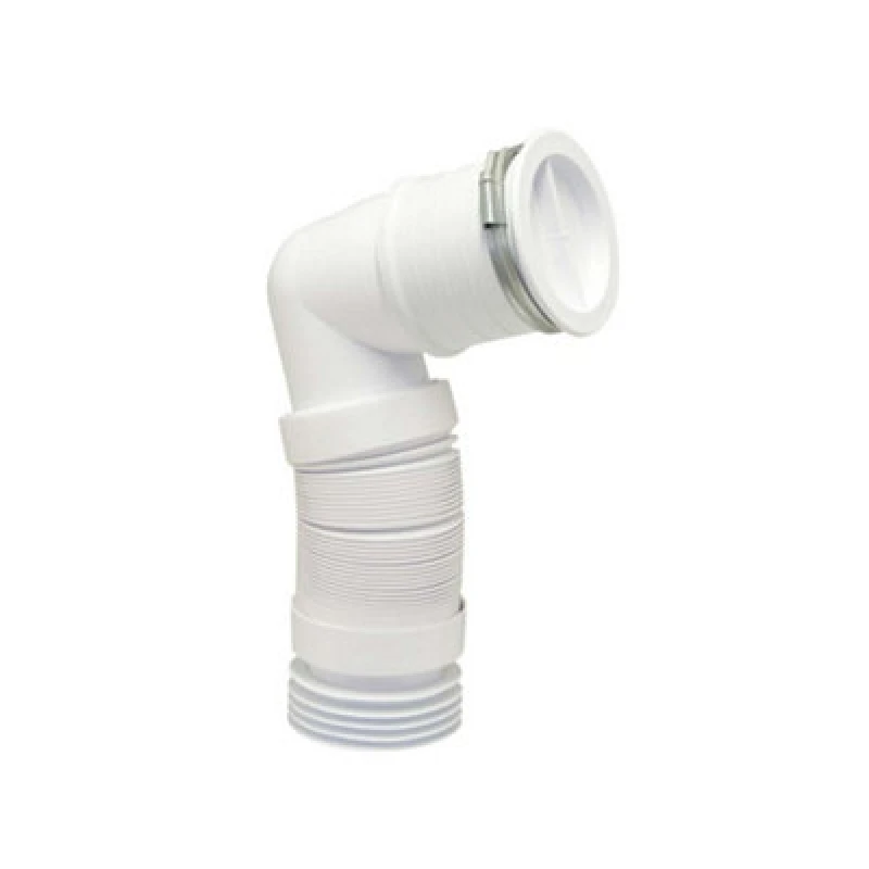 Image of McAlpine Long 90° Bent Back to Wall Flexible WC Connector 4'' WC-CON8F-BTW White