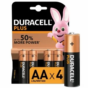Image of Duracell Plus Batteries AA 4 Pack