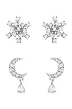Image of Rhodium Plated Starburst Earrings - Pack of 2