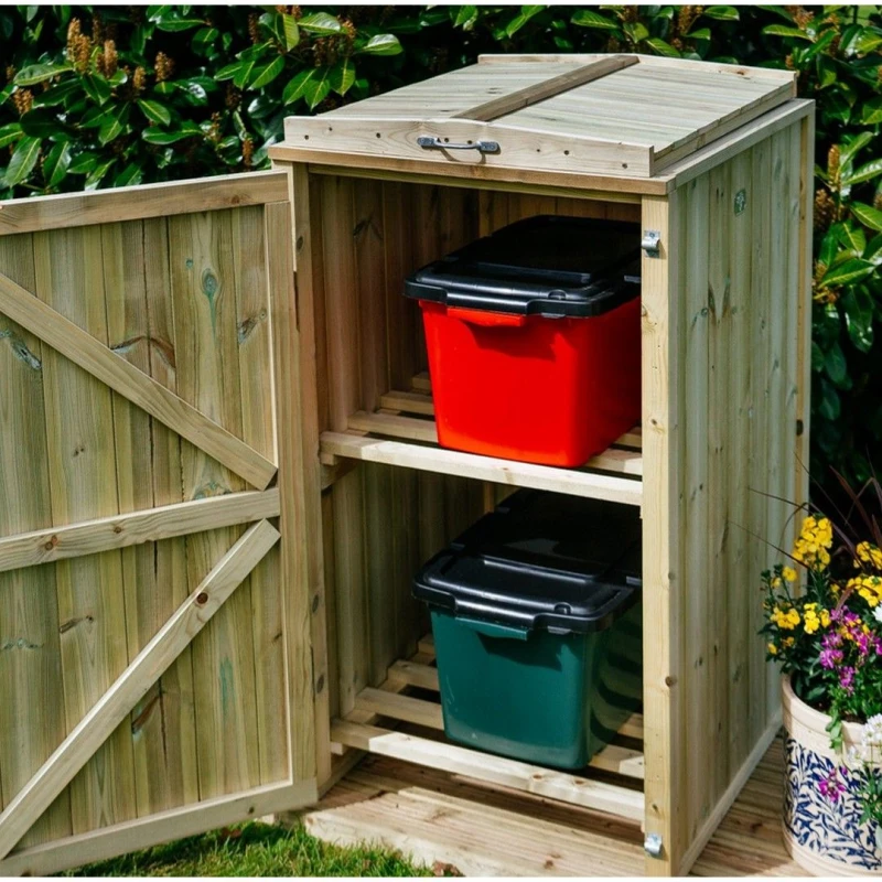 Image of The Garden Village Shireburn 2 Recycle Box Store, Brown SGRB-2-TGV