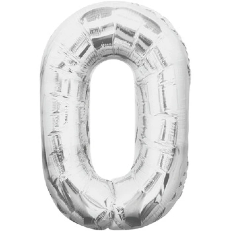 Image of Unique Party 34" Silver Glitz Number Balloon (0-9) Silver (0)
