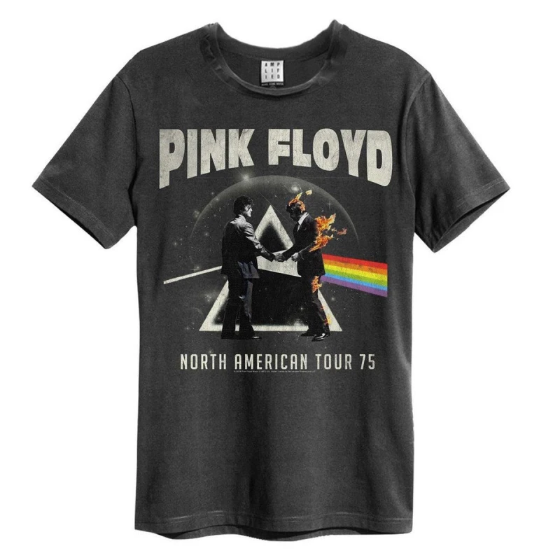 Image of Amplified Amplified Men North American Tour 75 Pink Floyd T-Shirt in Charcoal Size: Small Charcoal S Male 5063470364879