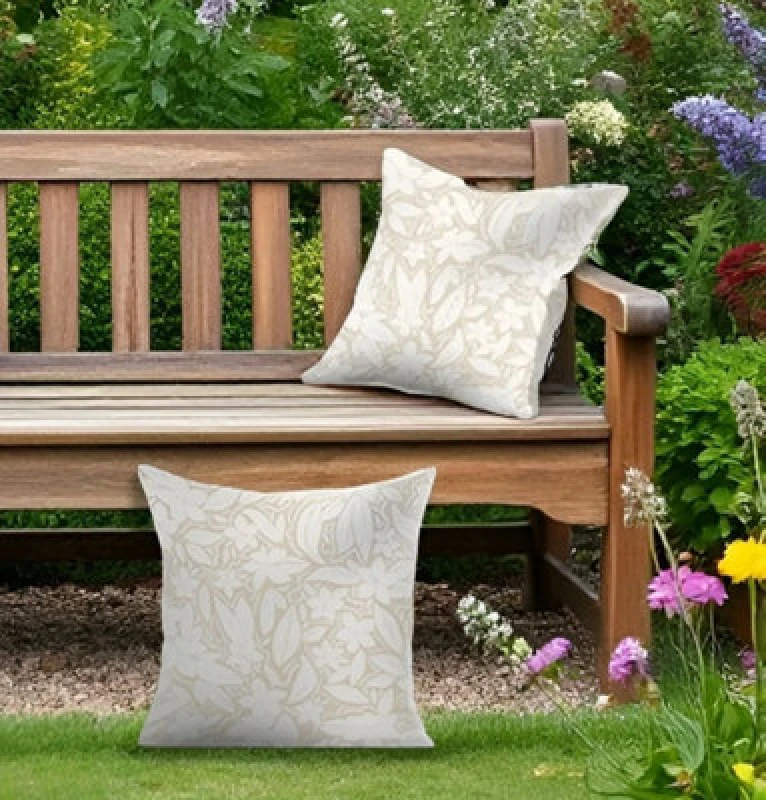 Image of Luxury Living Blossom Outdoor Water-Repellant Cushion - Cream - Pair