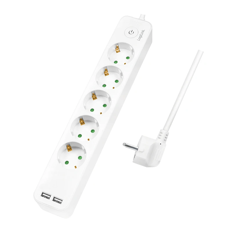 Image of LogiLink LPS249U power extension 1.5 m 5 AC outlet(s) Indoor White