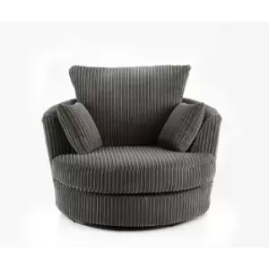 Image of Canolo Luxury Swivel Chair Jumbo Cord - Charcoal - Charcoal