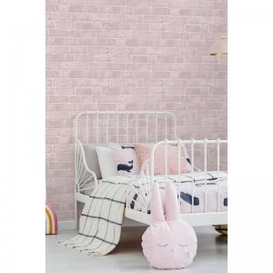 Image of Fresco Industrial Pink Brick Wallpaper