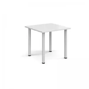Image of Rectangular white radial leg meeting table 800mm x 800mm - white