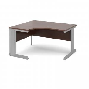 Image of Vivo Left Hand Ergonomic Desk 1400mm - Silver Frame Walnut Top
