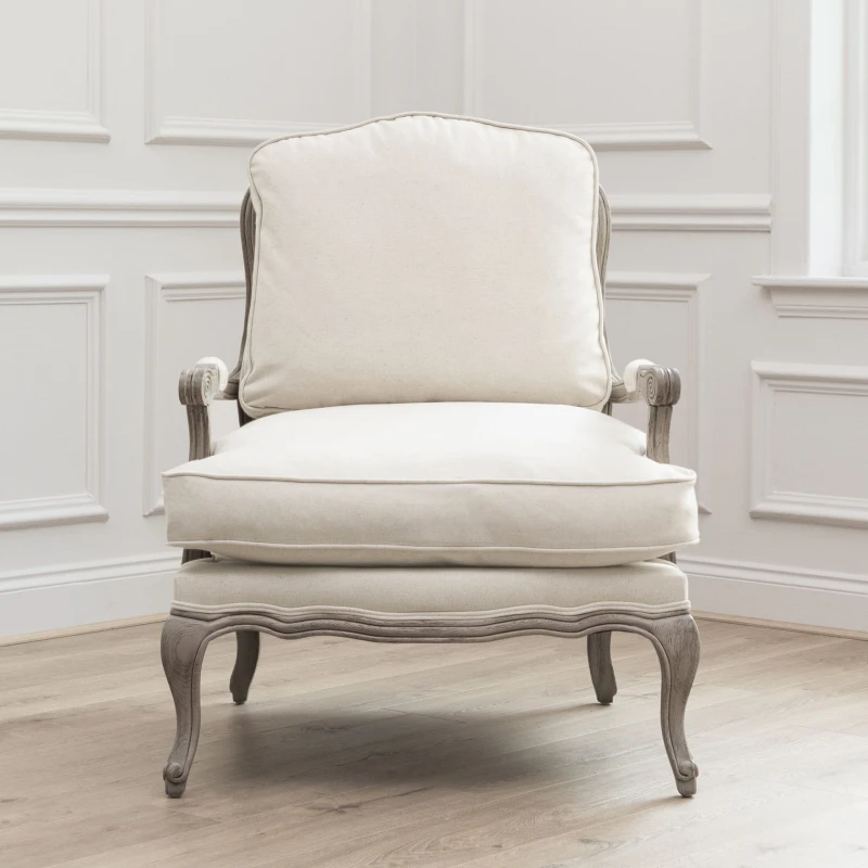 Image of Voyage Maison Florence Natural Linen Country Chair Stone