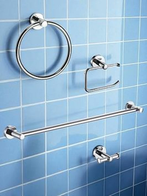Image of Showerdrape Modernity Chrome Stainless Steel Wall Mounted 4 Piece Bathroom Accessory Set Silver