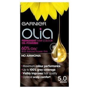 Image of Garnier Olia 5.0 Brown Permanent Hair Dye Brunette