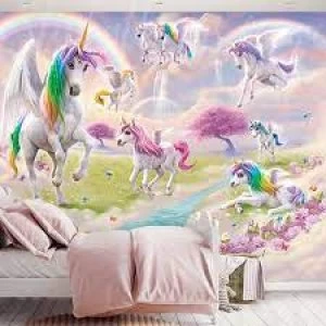 Image of Art For The Home Magical Unicorn Mural Wallpaper Paper