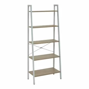 Image of Interiors by PH 5 Tier Ladder Shelving Unit with Metal Frame, white