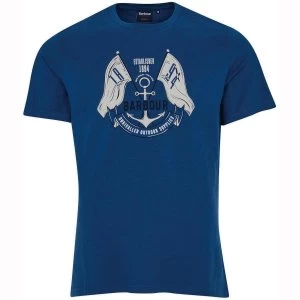 Image of Barbour Mens Flags Tee Estate Blue Medium
