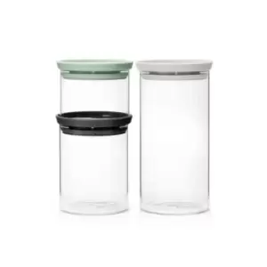 Image of Brabantia Set of 3 Stackable Glass Jars - Mixed