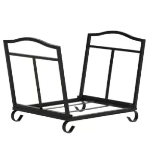 Image of Outsunny Foldable Firewood Log Holder Wood Storage Rack Outdoor Indoor Black