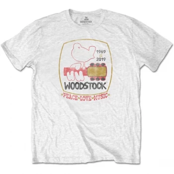 Image of Woodstock - Peace Love Music Unisex Small T-Shirt - White