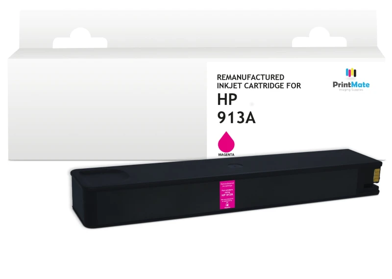 Image of PrintMate HP 913A. remanufactured ink cartridge. Magenta 3200p