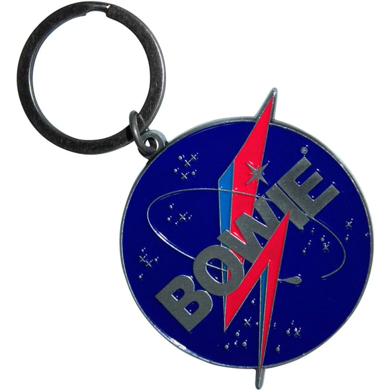Image of David Bowie David Bowie Space Logo keyring Keychain in Blue Blue One Size Unisex 5056836440256