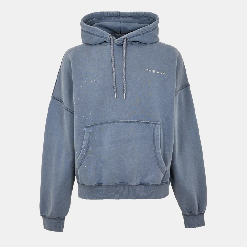 Image of Jack Wills Mens Micro Logo Popover Hoodie Night Sky male M