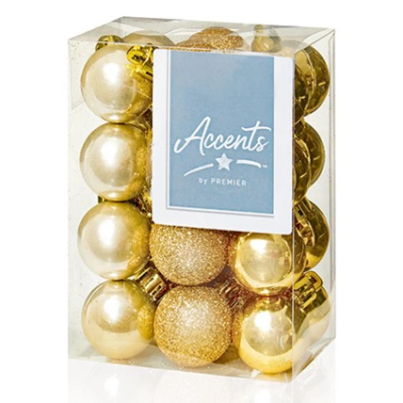Image of Premier Decorations 24 x 30mm Multi Finish Balls, Champagne Gold