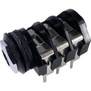 Image of 6.35mm audio jack Socket horizontal mount Number of pins 3 Stereo Black Cliff CL1330A