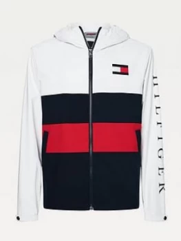 Image of Tommy Hilfiger Colourblock Hooded Jacket - White