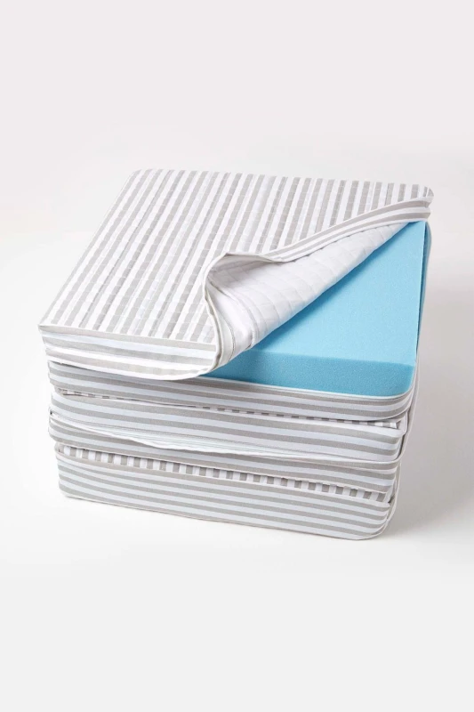 Image of Homescapes Quilted Cotton 3 Seater Orthopaedic Booster Cushion Cover in Grey Grey Unisex