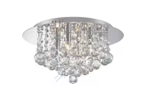 Image of Dahlia Flush Ceiling, 350mm Round, 4 Light G9 Polished Chrome, Crystal