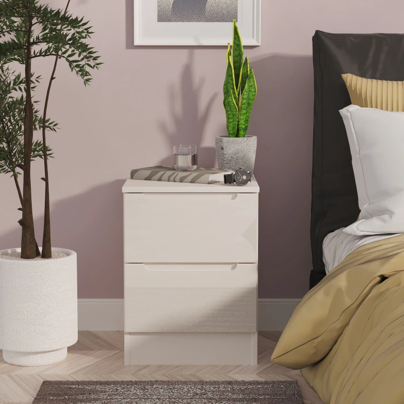 Image of Ready Assembled 2 U Lucca 2 Drawer Bedside Cabinet (Ready Assembled) in Taupe Unisex