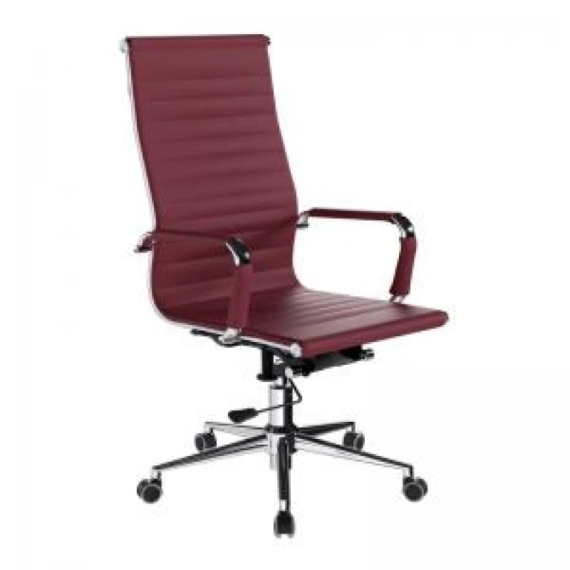 Image of Aura Nautilus Designs Aura Contemporary High Back Bonded Leather Executive Office Chair With Fixed Arms Red - BCL/9003/OX BCL/9003/OX