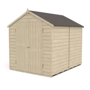 Image of Forest 8 x 6ft Overlap Pressure Treated Apex Shed - Double Door No Windows - incl. Installation