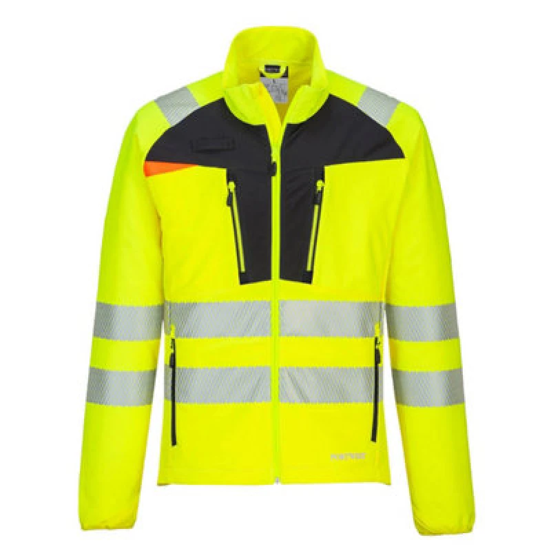 Image of Portwest DX4 Mens Hi Vis Zip Pocket Base Layer Top DX481YBRL Colour: Yellow / Black