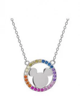 Image of Disney Mickey Mouse Sterling Silver Rainbow Crystal Pendant Necklace
