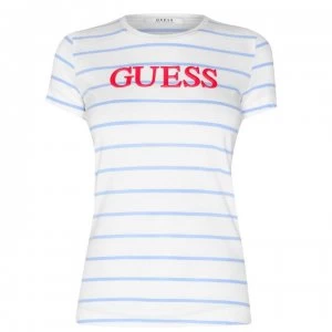 Image of Guess Laquard T Shirt - White/Blue